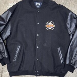 Tampa Florida Black Varsity Jacket with Leather Sleeves